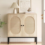 GAOMON Sideboard Buffet Cabinet, Rattan Storage Cabinet, Wood Accent Cabinet with Door and Shelf, Console Cabinet with Storage, Sideboard Cabinet for GAOMON