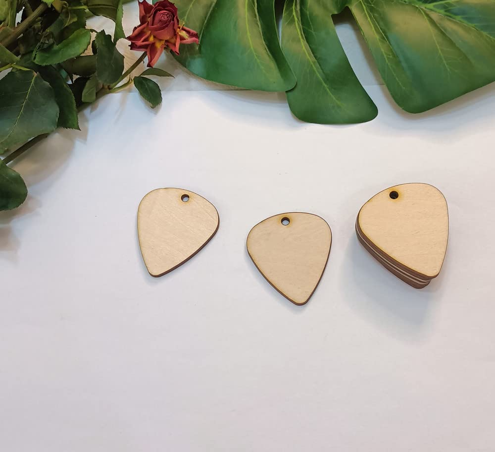 30pcs of Guitar Pick Shape Natural Wood Earrings Blanks,DIY Unfinished Laser Cut Natural Wood Earrings,Blank Wood Jewelry Accessories (1.5'') Yuxuanish
