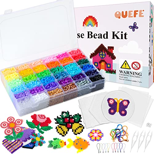 Quefe 11800pcs Fuse Beads Craft Kit, 36 Colors 5mm Beads, Melting Beads Set for Kids, Ideal for Crafts and Arts Projects, Great Gift for Birthday and QUEFE