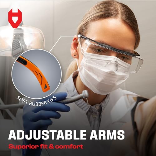 NoCry Safety Glasses Over Eyeglasses with Anti Scratch Wraparound Lenses, UV400 Protective Eyewear, ANSI Z87 & OSHA Approved Safety Goggles Over NoCry