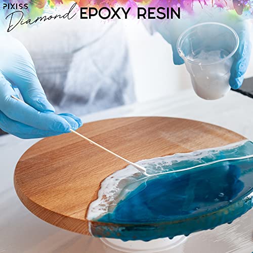 Pixiss Epoxy Resin Kit (1 Gallon Kit) - 2 Part 1:1 Easy Mix, Self-Leveling, Bubble-Free, Crystal Clear - Non Yellowing Art Resin for Jewelry - With - WoodArtSupply