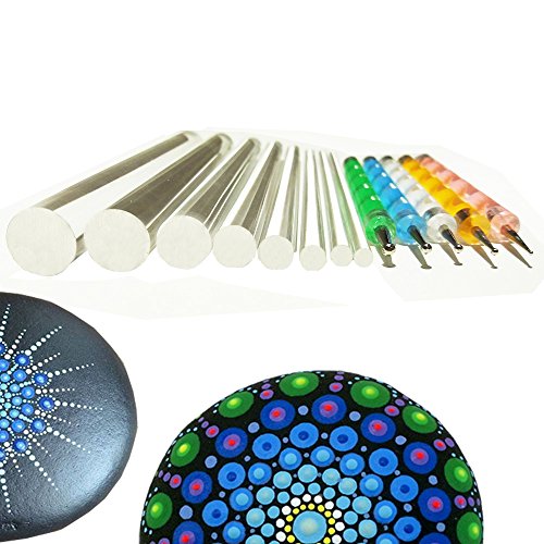 Mandala Rock Painting Pen Dot Dotting Tools Stencil Brush Set 12 PCS Flat Head 4mm 5mm 6mm 8mm 10mm 12mm 14mm Diameter 5 Stylus (set1) alt2day