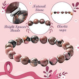 WATINC Breast Cancer Awareness Bracelets Gifts for Women, Breast Survivor Care Present Bracelet with Wish Card, Red Natural Beads Motivational WATINC
