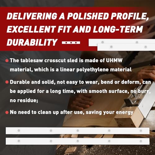 Crosscut Sled for Table Saw - Premium UHMW Plastic - 3/4" X 3/8" X 17" - Predrilled Holes and Screws - Ideal for U Tracks, Woodworking, Miter Slots, FixlyFido