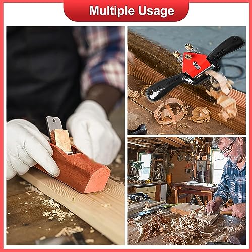 Adjustable Spokeshave Set 2pcs SpokeShave, 6pcs Metal Blade, Portable Woodworking Planes and 4-Way Wood Rasp File, Perfect for Wood Craft, Wood Klmnduo