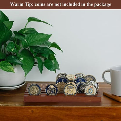 Samplife Coin Rack,Challenge Coins Display Stand Shelves Wooden Army Collectible Coins Holder Rack Case 6 Row Display American Flag - WoodArtSupply