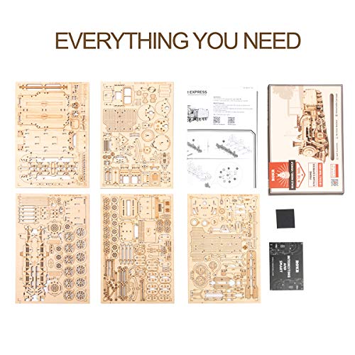 ROKR Prime Steam Express 3D Wooden Mechanical Train Puzzle Kit for Adults and Kids ROKR