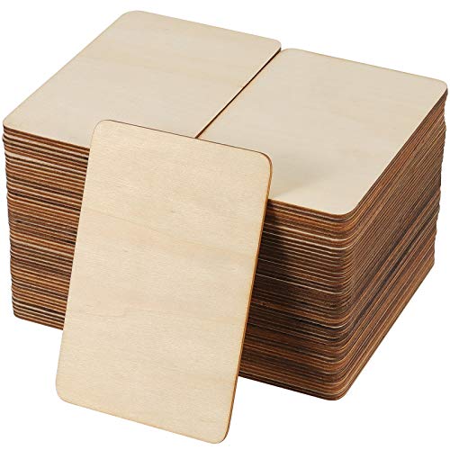 ZEONHAK 100 Pack 6 x 4 Inches Rectangle Unfinished Wood Pieces, Unfinished Blank Wood Slices with Sharp Corners, Rectangle Wood Cutouts for Painting, ZEONHAK