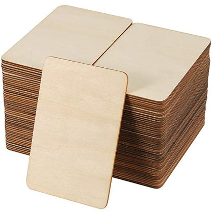 ZEONHAK 100 Pack 6 x 4 Inches Rectangle Unfinished Wood Pieces, Unfinished Blank Wood Slices with Sharp Corners, Rectangle Wood Cutouts for Painting,