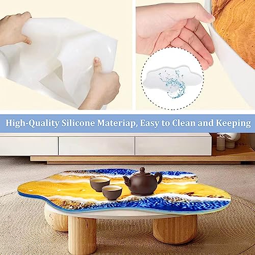 Large Resin Table Mold Set, 24 Inch Epoxy Resin Molds Silicone Tray Epoxy Table Mold with 4Pcs Table Legs for Charcuterie Board, River Table, Coffee Swess