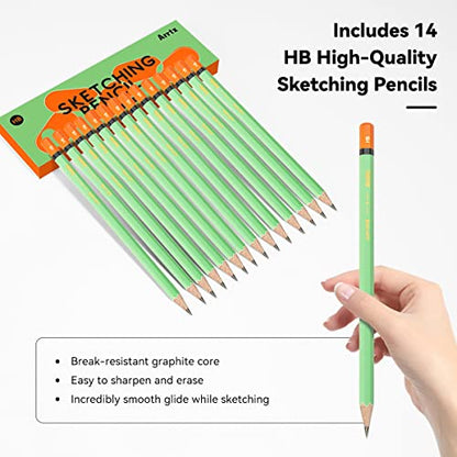 Arrtx Professional Drawing Sketch Pencils | 14 Pack #2 HB Art Sketching Pencils for Drawing and Shading | Graphite Drawing Number 2 Pencils Set for - WoodArtSupply