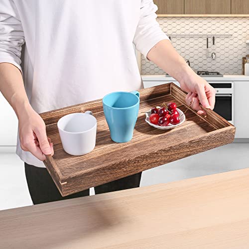 LotFancy Wooden Serving Trays, 7 Piece Set, Rustic Nesting Food Trays with Handles, Decorative Charcuterie Board Platter for Ottoman, Desktop, Coffee LotFancy