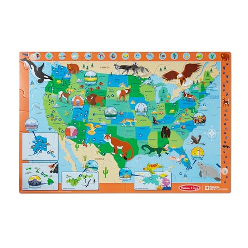 Melissa & Doug National Parks U.S.A. Map Floor Puzzle – 45 Jumbo and Animal Shaped Pieces, Search-and-Find Activities - Kids Preschool Educational - WoodArtSupply