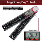 Digital Angle Finder, Angle Protractor Ruler with 200mm/ 7 inch, Carbon Fiber Plastic Woodworking Tools Goniometer Carpenter Protractor with LCD DITRON