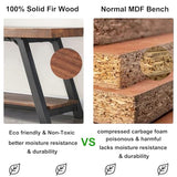 IBF Solid Wood Entryway Bench, Natural Real Wood Storage Bench, Farmhouse Wooden Shoe Bench in Entry Way Hallway Foyer Rack, Bedroom Bench Seat for IBF