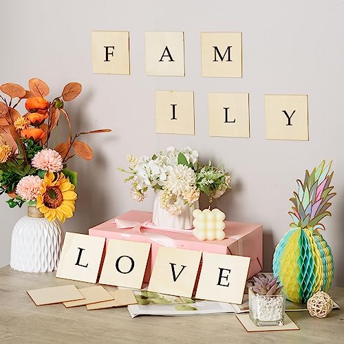 200 Pcs Unfinished Wood Squares for Crafts 4x4 Inch Square Wood Slice Blank Square Wood Cutouts Tiles Natural Unfinished Wood Pieces for DIY Crafts, AWIZOM