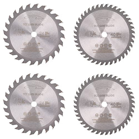 4Pack 4-1/2 Inch Compact Circular Saw Blade Set with 3/8"(10MM) Arbor, 115MM 24T/40T TCT Carbide Tipped Teeth Circular Saw Blade Assorted for Wood, Lswteiz