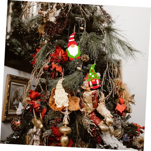 VOSAREA 40pcs Dwarf Wood Chips Wood Gnome Hanging Ornament Unfinished Wooden Gnomes Unfinished Wood Gnome Xmas Wood Cutouts Unfinished Wood Cutouts VOSAREA