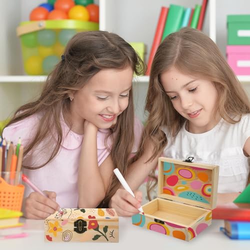 Hoemwarm 12 Pack Unfinished Wood Box with Hinged Lid, Storage Wood Box for Diy Flower Small Craft Unpainted Jewellery Organizing Plain Pine Box Art, Hoemwarm