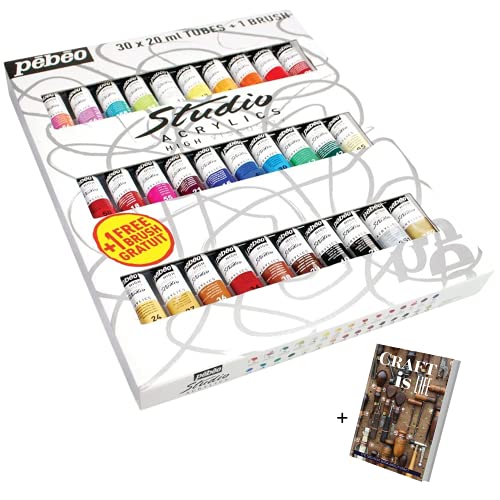 Pebeo High Viscosity Acrylics- 30x20ml Studio Acrylic Paint Set for Painting Canvas, Wall Art Decor, Cosplay Accessories, Paint by Numbers- Acrylic WoodArtSupply