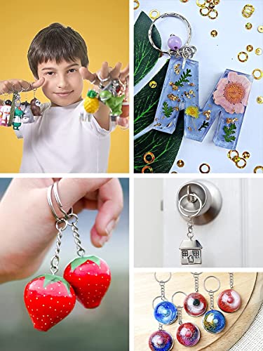 Mandala Crafts Split Key Ring with Chain Kit - Keychain Rings with Open Jump Rings for Keychains - Keychain Kit with Screw Eye Pins for Resin Mandala Crafts