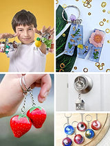 Mandala Crafts Split Key Ring with Chain Kit - Keychain Rings with Open Jump Rings for Keychains - Keychain Kit with Screw Eye Pins for Resin Mandala Crafts