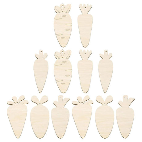 Lurrose 12Pcs Wood Carrot Cutouts Easter Wooden Carrot Ornaments Unfinished Carrot Shape Wood Slices for Easter DIY Crafts Party Home Decorations Lurrose