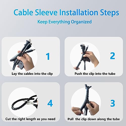 Bicafa 6-Pack Desk Grommet 50mm (2 inch) Wire Cord Cable Desk Hole Cover with Bi-Metal Hole Saw Kit and Cord Wire Wrap Coiled Tube Sleeve Bicafa