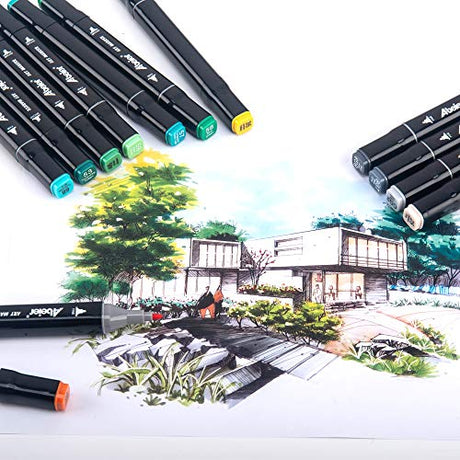 abeier 80 Colors Alcohol Based Markers, Dual Tip Drawing Markers Set, Plus 1 Colorless Blender Pen, Permanent Sketch Animation Markers for Kids, abeier