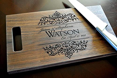 Personalized Wood Cutting Board Engraved with Family Name and Established Date | Perfect Customized Wedding Gifts For Couples Housewarming Gift or MRC Wood Products