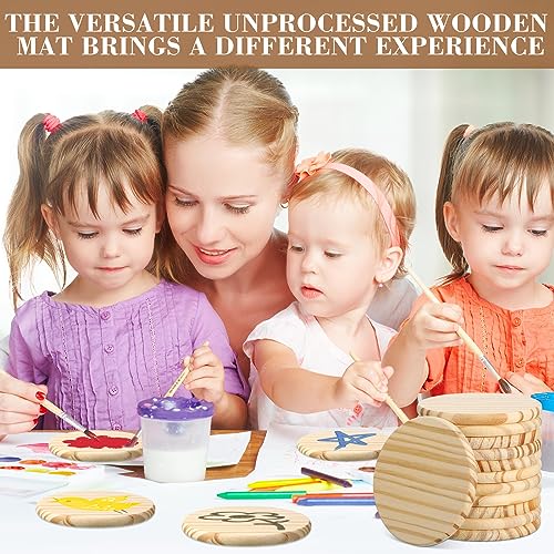 Dandat 72 Pcs Unfinished Wood Coasters 4" Round Wooden Coasters for Crafts Blank Coasters Bulk Thickness Wood Kit for Painting, DIY Coasters, Wood Dandat