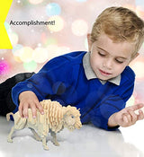 Puzzled 3D Puzzle Buffalo Wood Craft Construction Model Kit, Fun & Educational DIY Bison Wooden Animal Toy Assemble Model Unfinished Crafting Hobby Puzzled