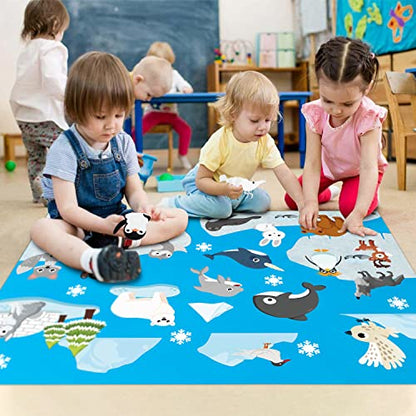 WATINC 46Pcs Polar Animals Felt Board Story Set Arctic Antarctica Ocean Animal Bear Penguin Whale Preschool Large Wall Storyboard Early Learning Play - WoodArtSupply