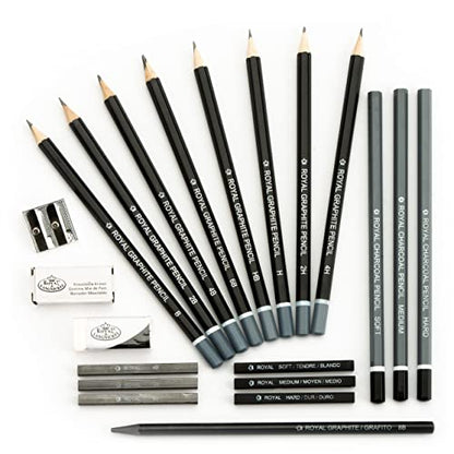 Royal & Langnickel RART-200 Essentials Sketching Pencil Set, 21-Piece - WoodArtSupply