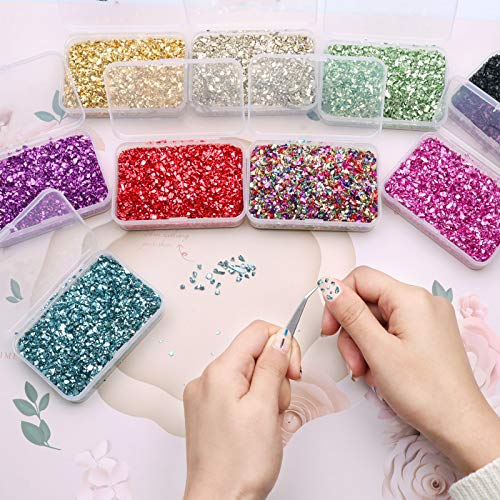 Crushed Glass Craft Glitter for Resin, Irregular Metallic Crystal Chips Sprinkles Chunky Glitter Shiny Nail Sequins Flakes for Nail Art DIY Jewelry - WoodArtSupply