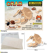 Puzzled 3D Puzzle Crab Wood Craft Construction Model Kit, Fun Unique & Educational DIY Wooden Toy Assemble Model Unfinished Crafting Hobby Sea Life Puzzled