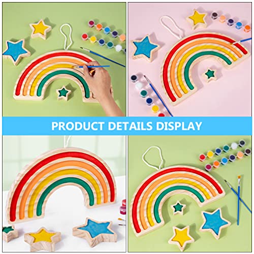 Kisangel 1 Set Doodle Playset Home Accessories Unfinished Wood Shape Unfinished Star Toys Unfinished Wooden Home Decorations Star Shape Toys Wooden Kisangel