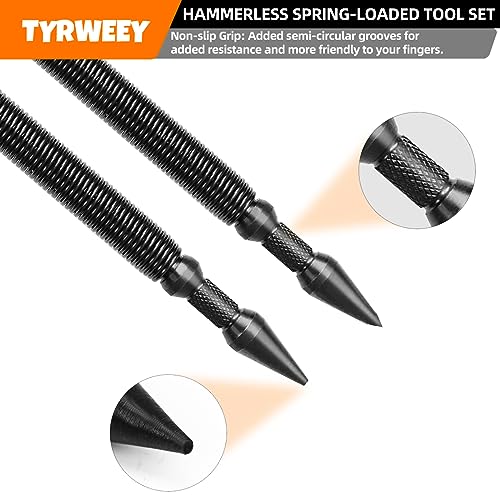 TYRWEEY 5-Piece Nail Setter Dual Head Nail Set & Dual Head Center Punch & Hinge Pin Remover Punch Set, Spring Loaded Center Hole Punch, Nail Setter - WoodArtSupply