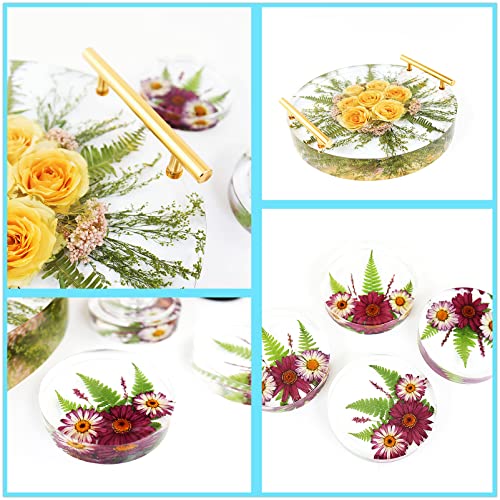 XXKJSZJQ Tray Molds for Epoxy Resin kit 13.5'' Deep Large Round Silicone Molds with 4pcs Coasters Resin Molds, Table Clock Mold DIY Flowers XXKJSZJQ