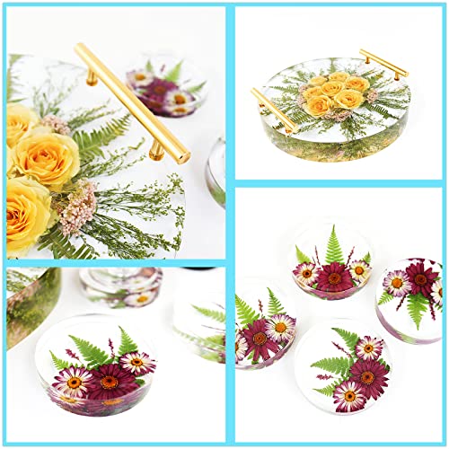 XXKJSZJQ Tray Molds for Epoxy Resin kit 13.5'' Deep Large Round Silicone Molds with 4pcs Coasters Resin Molds, Table Clock Mold DIY Flowers - WoodArtSupply