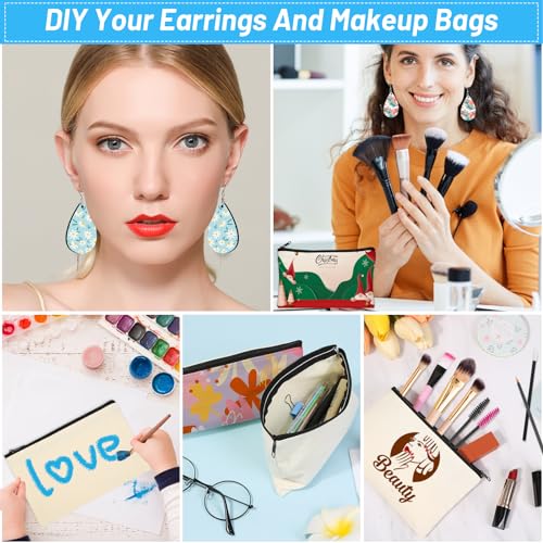 128 PCS Sublimation Blanks Products, Modacraft Christmas Ornaments Crafts Sublimation Starter Kit with Instruction Manual, Blank Makeup Bag Fridge Modacraft