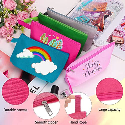 Canvas Makeup Bags Bulk Travel Cosmetic Bags Plain Makeup Pouch  Multi-Purpose 