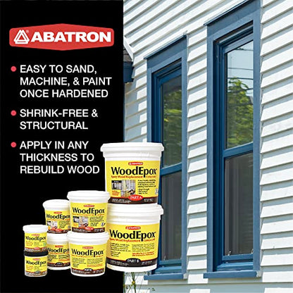 Abatron WoodEpox Kit - 12 oz - 2-Part Structural Epoxy Adhesive Filler - Wood Filler Putty - WoodArtSupply