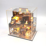 Lannso DIY Dollhouse Miniature Kit, Doll House Kit with Dust Proof Cover and Music Box, Mini Wooden Dollhouse Toys for Adult Gift(M2132) Lannso