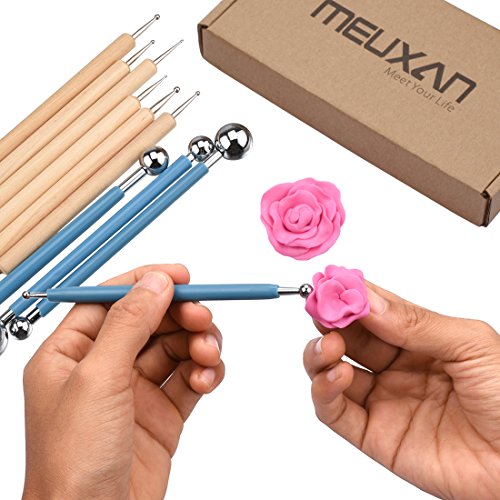 Meuxan 10 Piece Dotting Tools Ball Styluses for Rock Painting, Pottery Clay Modeling Embossing Art - WoodArtSupply