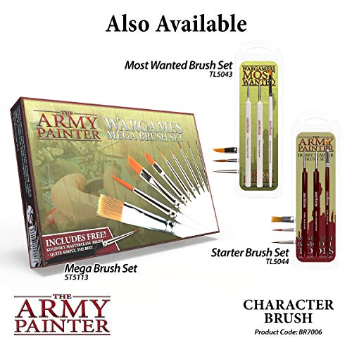 The Army Painter Wargamer: Character Brush - Fine Detail Paint Brush Set with Rotmarder Sable Hair - Small Paint Brush, Model Paint Brush, Fine Tip - WoodArtSupply