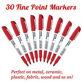 Shuttle Art Permanent Markers, 30 Pack Red Permanent Marker set,Fine Point, Works on Plastic,Wood,Stone,Metal and Glass for Doodling, Marking… Shuttle Art