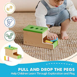 Tiny Land Montessori Toy Set for Babies 10-12 Months - 5-in-1 Wooden Learning Toys with Peg Drop Box, Rocking Stacker, Egg Cup, Canister Set, and Tiny Land