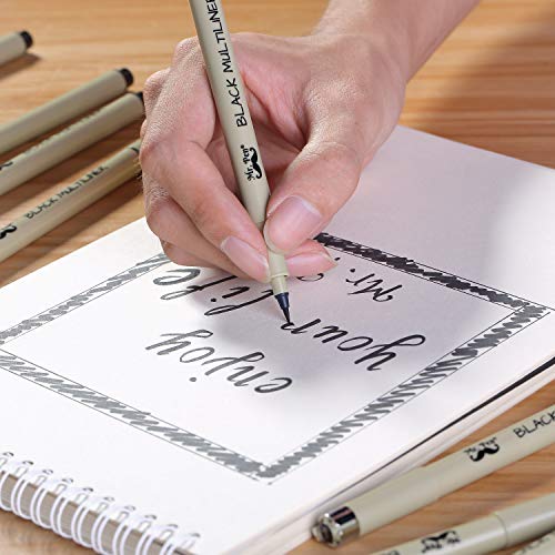 Mr. Pen- Drawing Pens for Artists, 8 Pack Black Multiliner/Fineliner Micro Anime / Sketch Pens, Line Art /Inking Pens, Fine Point Bible Journaling