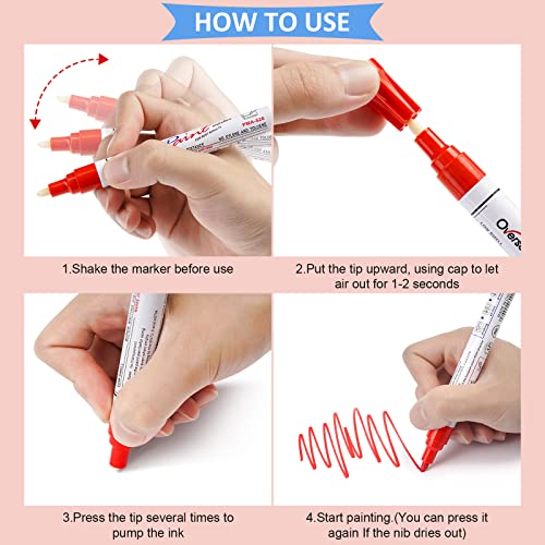 Paint Pens Paint Markers - White Permanent Markers 8 Pack, Oil Based Waterproof Quick Dry Medium Tip Marker Pen for Metal, Wood, Fabric, Plastic, Overseas